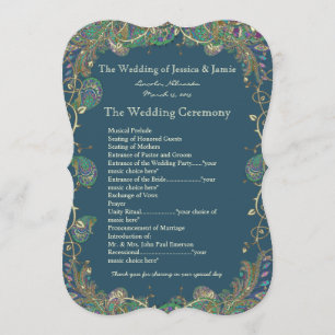 Paisley Peacock Colours Wedding Program