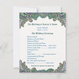 Paisley Peacock Colours Wedding Program