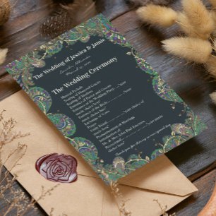 Paisley Peacock Colours Wedding Program