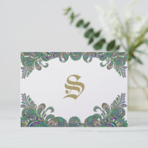 Paisley Peacock Colours Wedding Response Cards