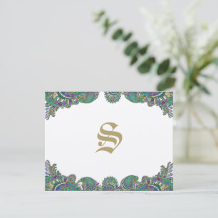 Paisley Peacock Colours Wedding Response Cards