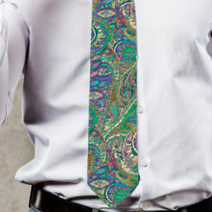 Paisley Peacock Colours Wedding Tie