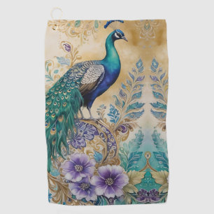 Paisley Peacock Floral Watercolor Golf Towel