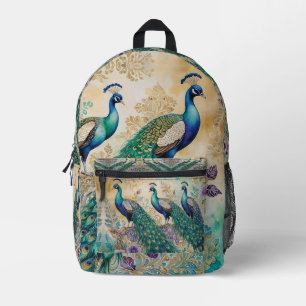 Paisley Peacock Floral Watercolor Printed Backpack