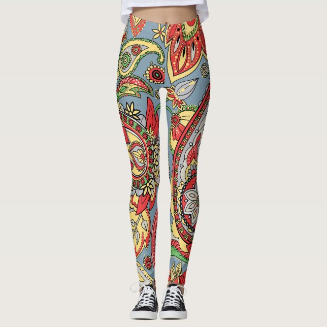 Paisley Perfection: Oriental Vintage Pattern Leggings (Front)