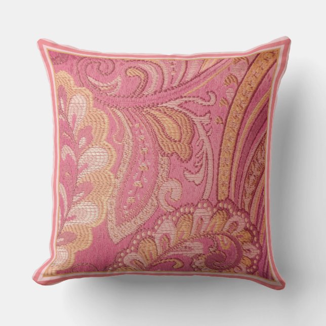 Paisley Pink and Orange Pillow (Front)