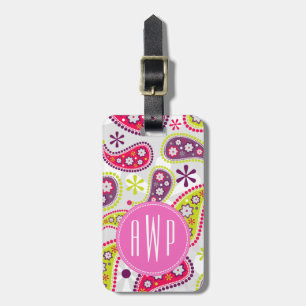 Paisley & Pink Monogram Luggage Tag