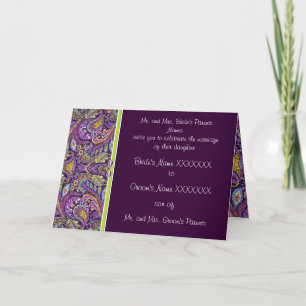 Paisley Plum Eggplant Lime Wedding Invitation
