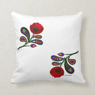 Paisley Poppy Ukrainian Folk Art Cushion