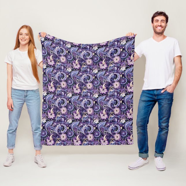 Paisley Print Fleece Blanket (In Situ)