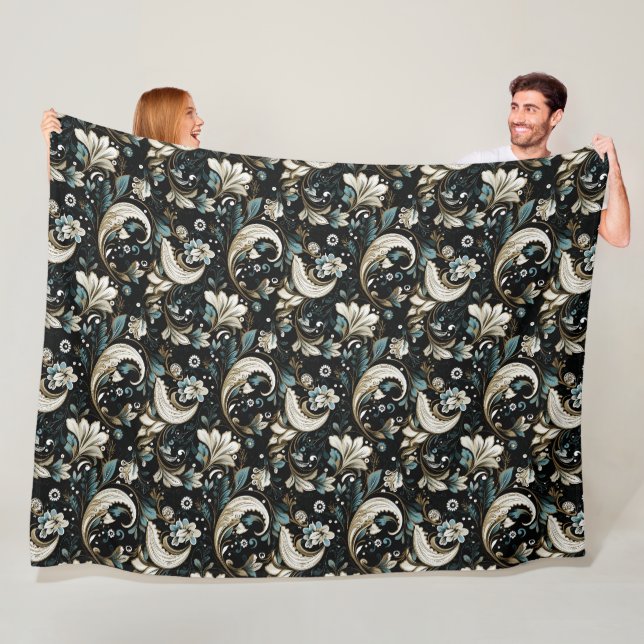 Paisley Print Fleece Blanket (In Situ)