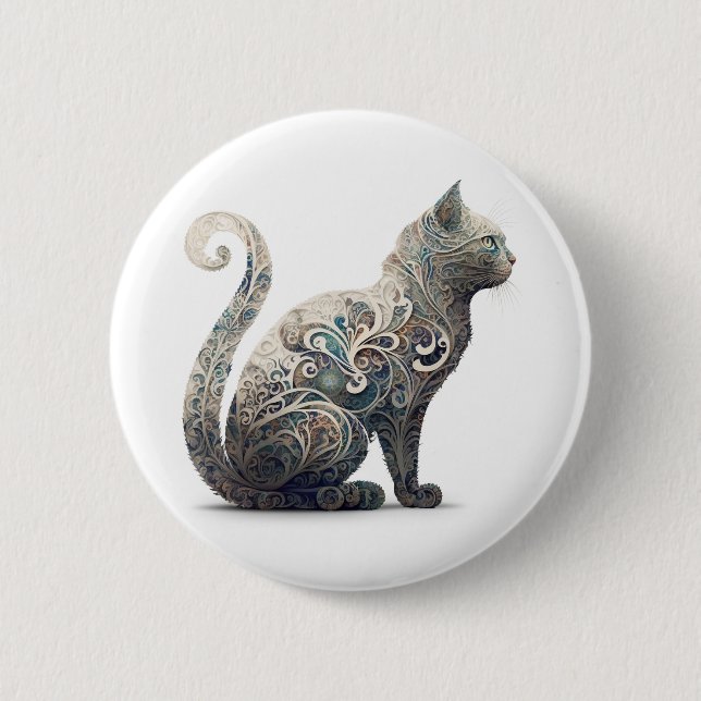 Paisley Profile Cat 6 Cm Round Badge (Front)