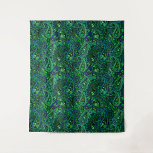Paisley Profusion Vibrant Floral Blue Green Tapestry