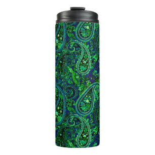 Paisley Profusion Vibrant Floral Blue Green Thermal Tumbler