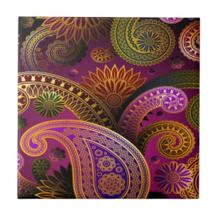Paisley Purple Ceramic Tile