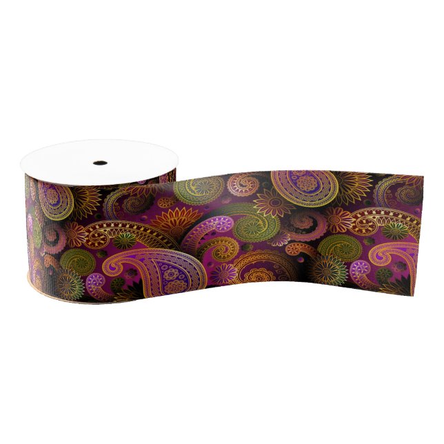 Paisley Purple Grosgrain Ribbon (Spool)