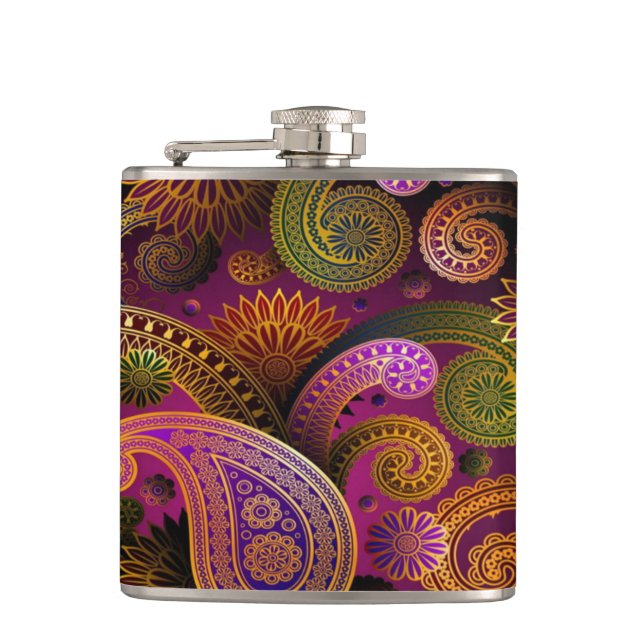 Paisley Purple Hip Flask (Front)