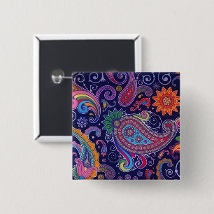 Paisley Purple pink 15 Cm Square Badge