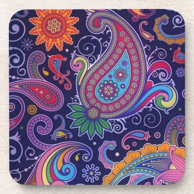 Paisley Purple pink Coaster (Front)