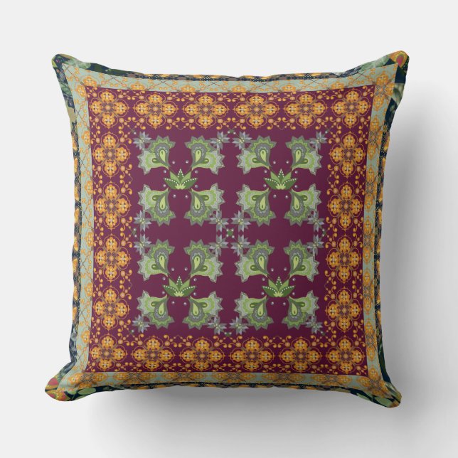 Paisley Quilt Patterned Faux Quilt Style Cushion (Front)
