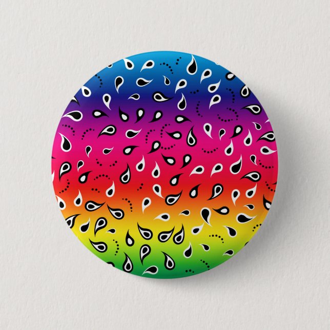 Paisley Rainbow 6 Cm Round Badge (Front)