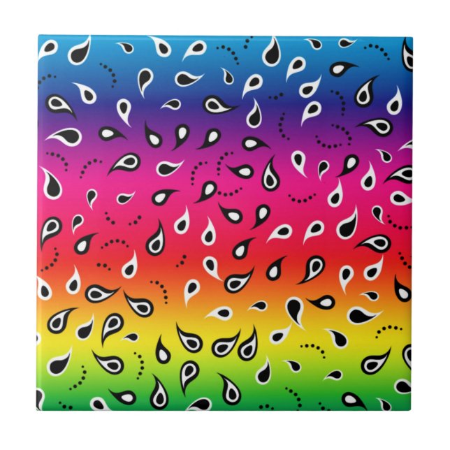 Paisley Rainbow Ceramic Tile (Front)