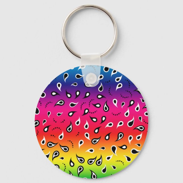 Paisley Rainbow Key Ring (Front)