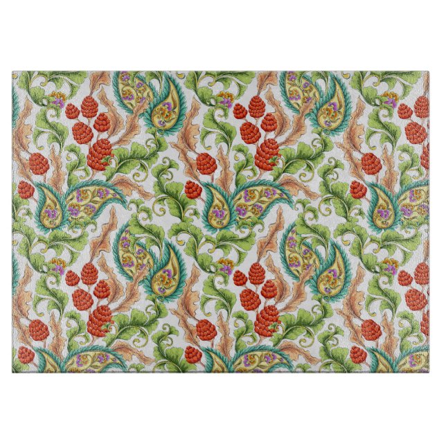  Paisley Red Raspberries Garden  Cutting Board (Front)