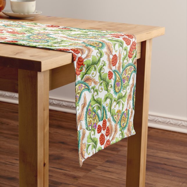 Paisley Red Raspberries   Short Table Runner (In Situ)