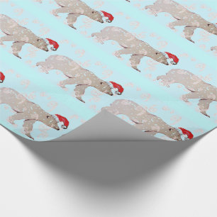 Paisley Santa Polar Bears Wrapping Paper