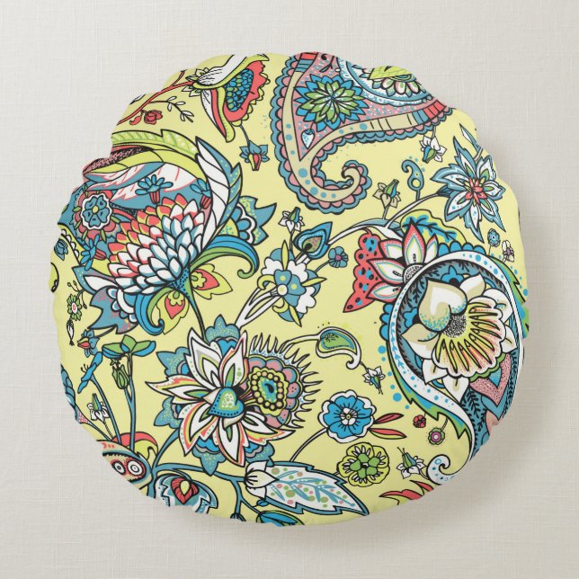 Paisley seamless pattern based on the traditional  round cushion (Front)