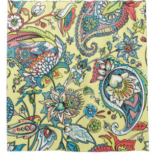 Paisley seamless pattern based on the traditional shower curtain