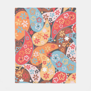 Paisley seamless pattern, colorful vintage hand dr fleece blanket