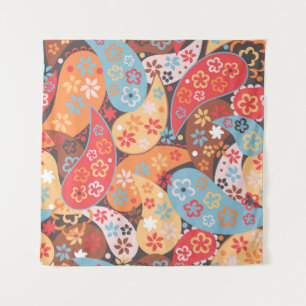 Paisley seamless pattern, colorful vintage hand dr tapestry