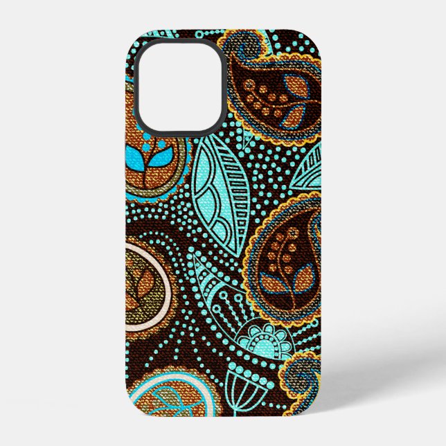 Paisley seamless pattern, jeans texture effect  iPhone case (Back)