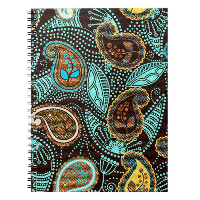 Paisley seamless pattern, jeans texture effect  notebook (Front)