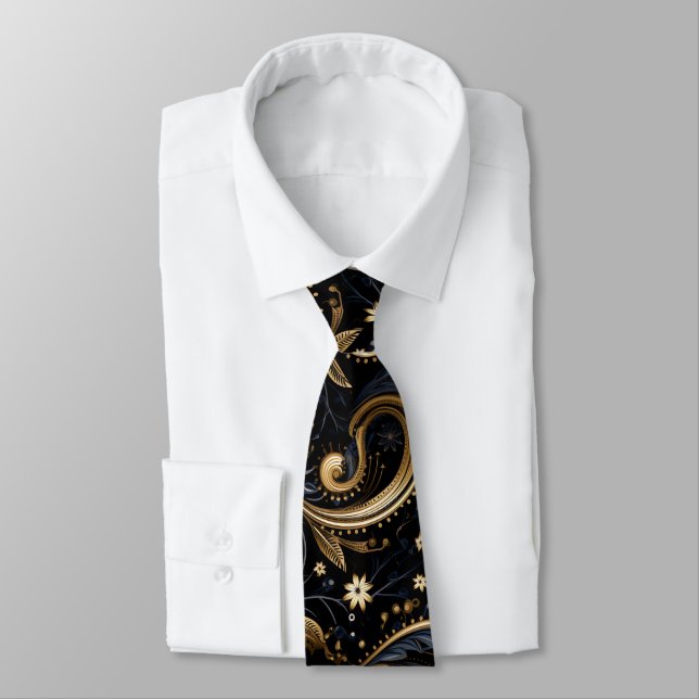 Paisley Seamless Pattern Tie (Tied)