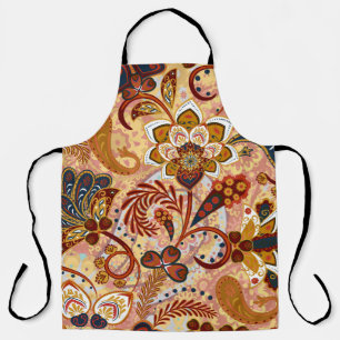Paisley seamless pattern with flowers in indian st apron