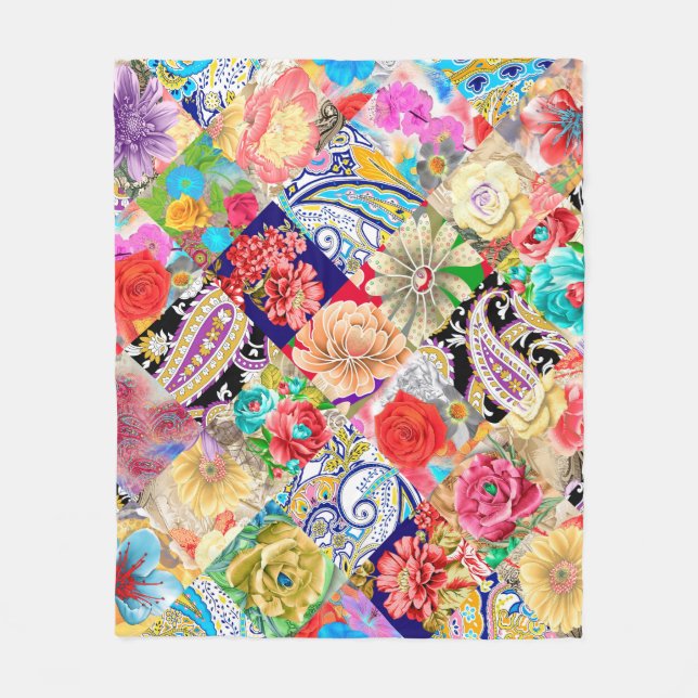 Paisley. Seamless Textile floral pattern with orie Fleece Blanket (Front)