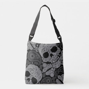 Paisley Skull Black Crossbody Bag