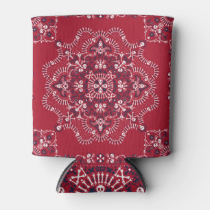 Paisley, skulls, bandanna, square design. can cooler