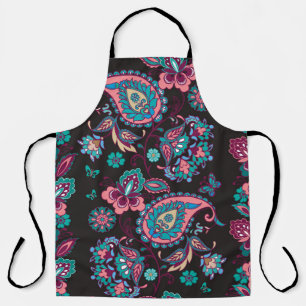 Paisley Stripe: Black Decorative Seamless Apron