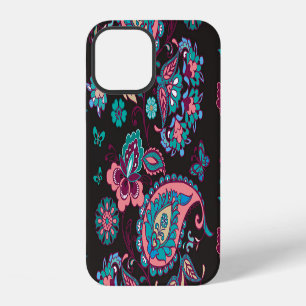Paisley Stripe: Black Decorative Seamless iPhone 12 Case