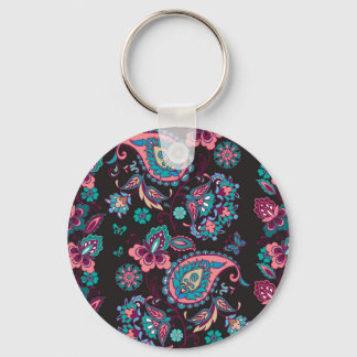 Paisley Stripe: Black Decorative Seamless Key Ring