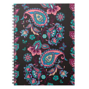 Paisley Stripe: Black Decorative Seamless Notebook