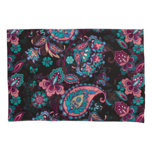 Paisley Stripe: Black Decorative Seamless Pillowcase