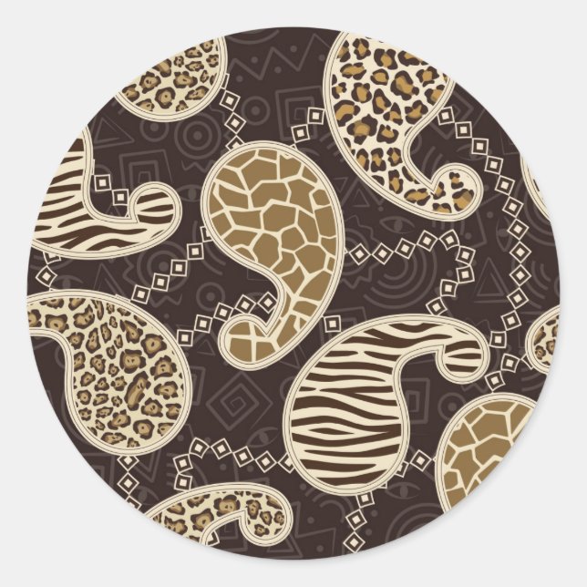 Paisley style background classic round sticker (Front)