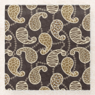 Paisley style background glass coaster