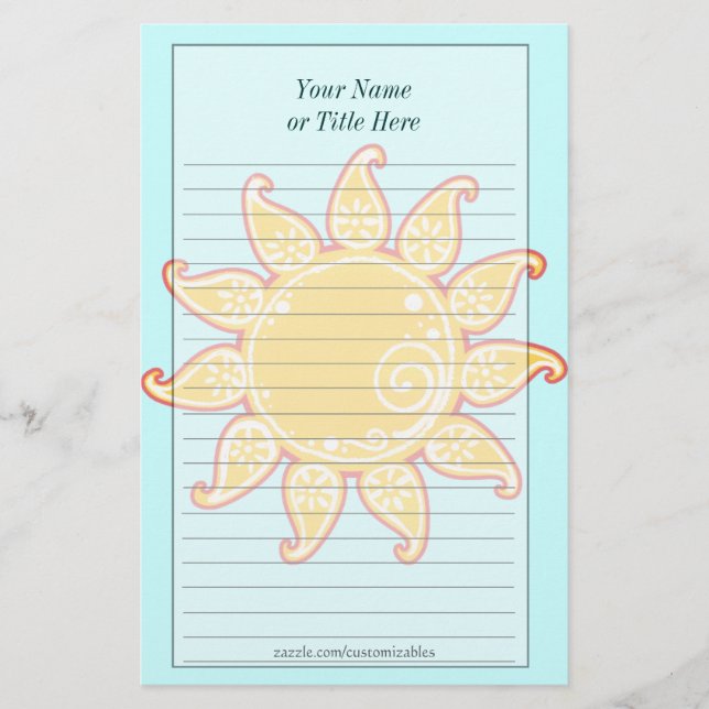 Paisley Sun Stationery (Front)