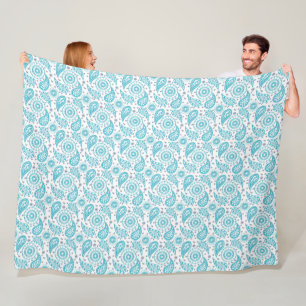 Paisley teal pattern. fleece blanket